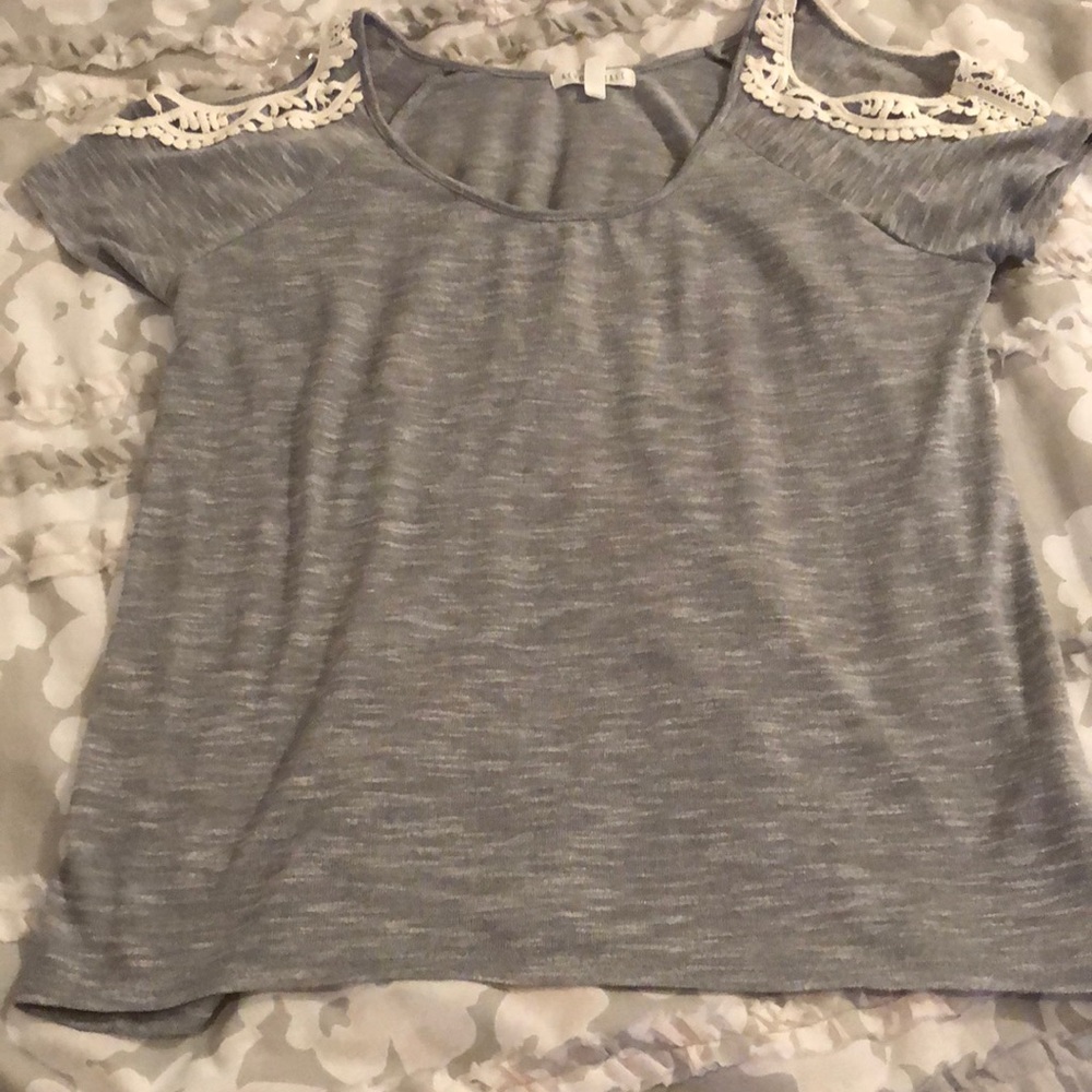 Grey cold shoulder T-shirt